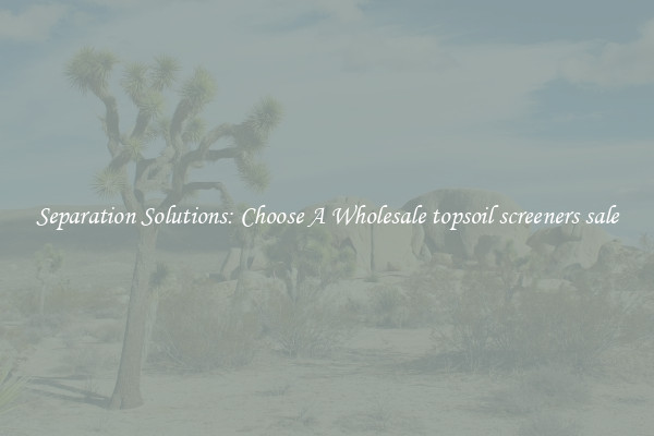 Separation Solutions: Choose A Wholesale topsoil screeners sale