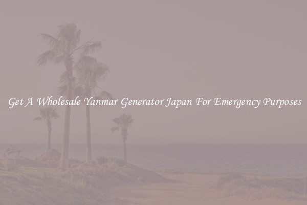 Get A Wholesale Yanmar Generator Japan For Emergency Purposes